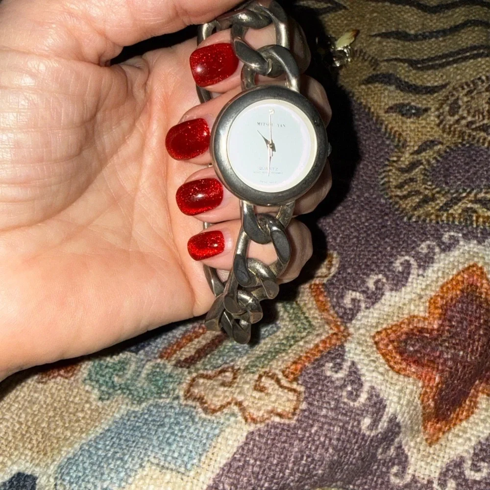 Silver Women's Watch Mitzou Yan vintage 80’s silver chunky chain ⛓️💥